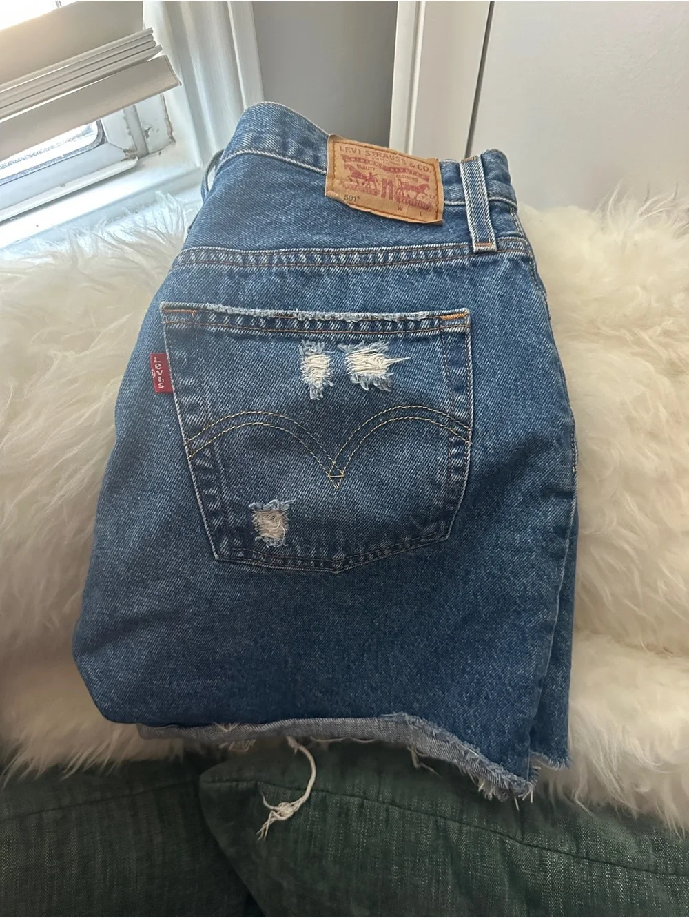 Premium Levi’s Denim Cutoff Shorts - Distressed Blue - Picture 2 of 10
